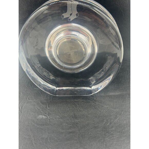 Simon Pearce Crystal Desk Clock with Boston Red Sox Logo Works - Picture 5 of 9